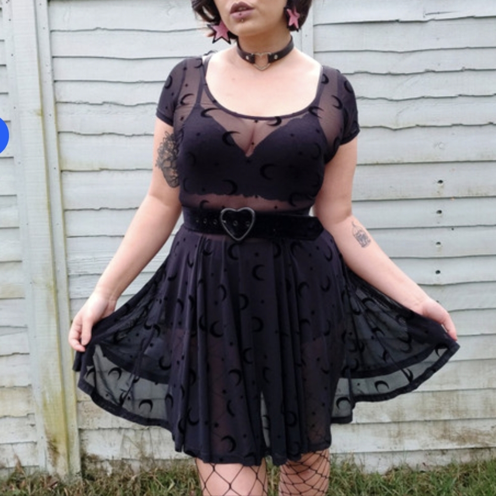 Collectif witchy goth moon mesh dress without under dress